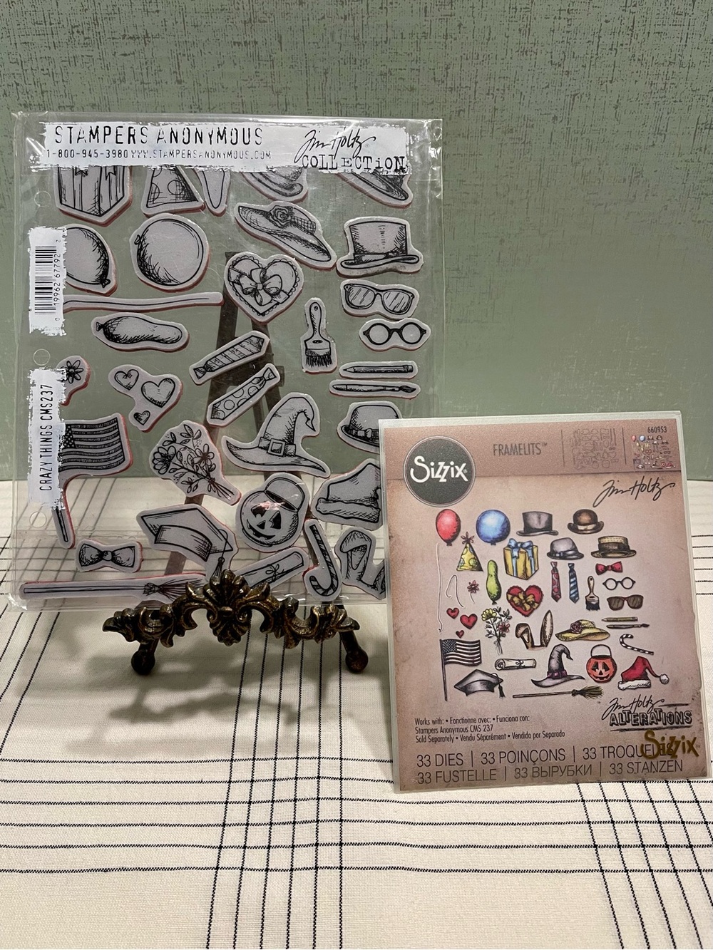 TIM HOLTZ Stampers Anonymous & Sizzix Crazy Things Stamp and Die Set EUC